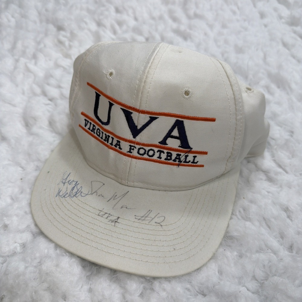 Vintage 80s 90s UVA Football Hat Virginia SIGNED Head Coach Welsh College NCAA